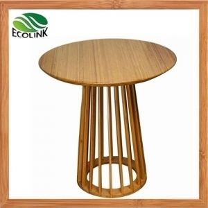 Solid Bamboo Round Tea Side End Bar Table In