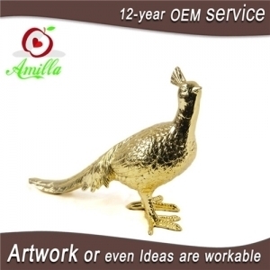 Resin Golden Paired Peacock Statue And Gifts