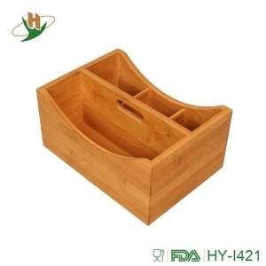 Bamboo Storage Box Caddy For Kitchen, Desk,