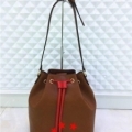 PU Leather Lady Drawstring Bucket Bag Purse